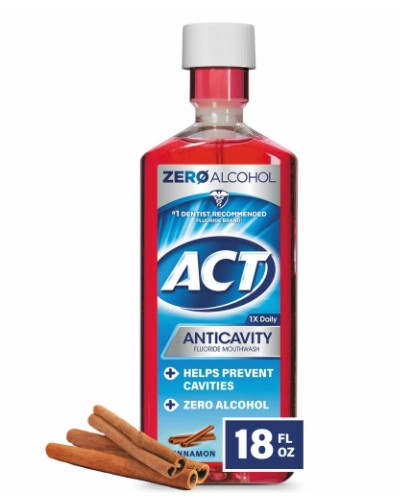 ACT Anticavity Fluoride Mouthwash with Zero Alcohol, Cinnamon, 18 fl. oz.