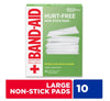 Band-Aid Brand Hurt-Free Non-Stick Pads, Large, 3 in x 4 in, 10 Ct