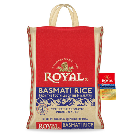Authentic Royal Basmati White Rice, 20 lbs