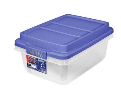 Hefty 18 Qt. Clear Storage Bin with Blue HI-RISE Lid