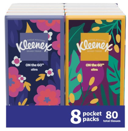 Kleenex On-the-Go Facial Tissues, 8 On-the-Go Packs