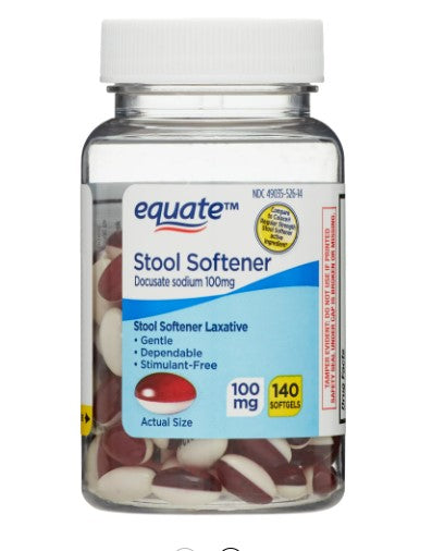 Equate Stool Softener Laxative Softgels for Constipation, 100 mg, 140 Count