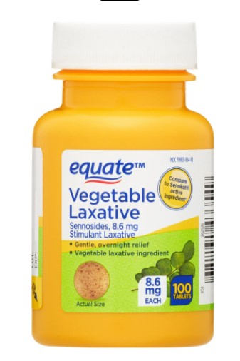 Equate Natural Vegetable Laxative, Sennosides Stimulant Stool Softener for Constipation, 100 Tablets