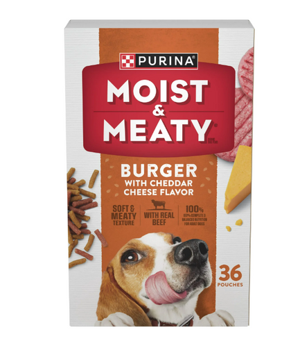 Purina Moist and Meaty Burger With Cheddar Cheese Flavor Dry Soft Dog Food Pouches