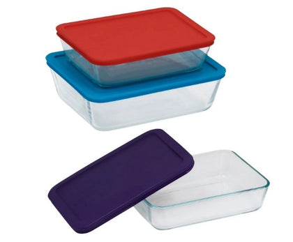 Pyrex Simply Store Glass Storage Container, Multi Color, 6 Piece