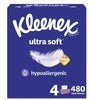 Kleenex Ultra Soft Facial Tissues, 4 Flat Boxes