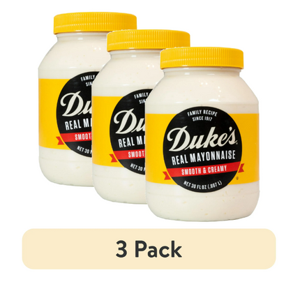 (3 pack) Duke's Smooth and Creamy Real Mayonnaise, 30 Ounce Jar
