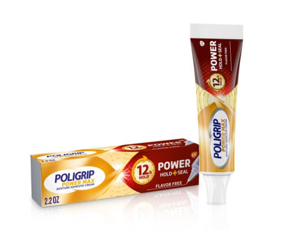 Poligrip Power Hold Plus Seal Denture Cream, Flavor Free - 2.2 Oz