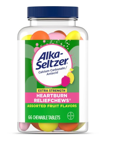 Alka-Seltzer Heartburn Relief + Antacid Chews, Assorted Fruit 66 Count