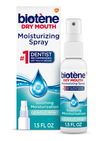 Biotene Dry Mouth and Fresh Breath Moisturizing Spray, Gentle Mint, 1.5 Oz, for Children and Adults