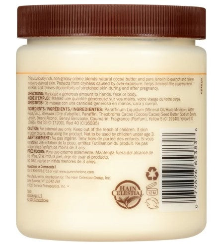 Queen Helene Cocoa Butter Crème Face & Body Lotion for Dry Skin, 15 oz