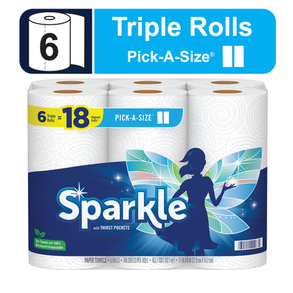 Wholesale price for Sparkle Pick-A-Size Paper Towels, White, 6 Triple Rolls ZJ Sons Sparkle 