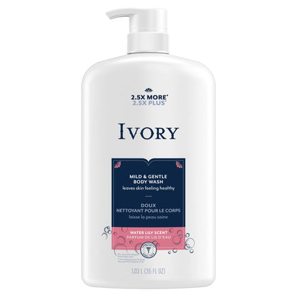 Ivory Mild & Gentle Body Wash, Water Lily Scent, 35oz