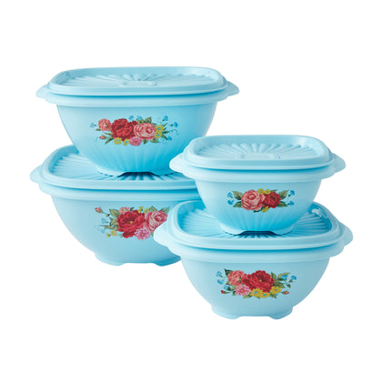 The Pioneer Woman 8 Piece Plastic Food Storage Container Variety Set, Sweet Rose