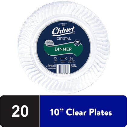 Chinet Crystal Premium Disposable Plastic Plates, Clear,  10