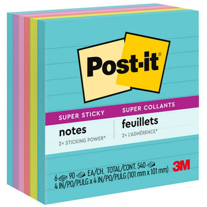 Wholesale price for Post-it, MMM6756SSMIA, Super Sticky Lined Notes - Miami Color Collection, 6 Per Pack, Multicolor ZJ Sons Post-it 