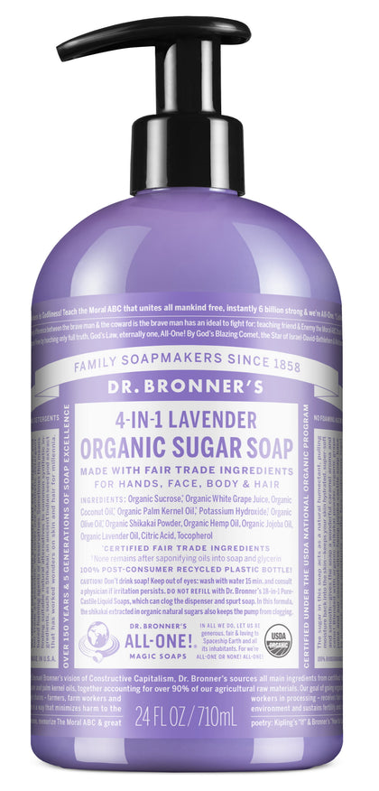 Dr. Bronner's Organic Sugar Soap – Lavender – 24 oz