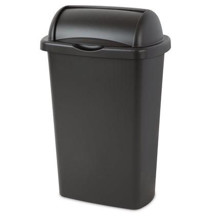 Sterilite 13 Gallon Trash Can, Plastic Roll Top Kitchen Trash Can, Black