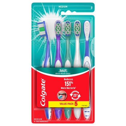 Wholesale price for Colgate 360° Manual Toothbrush with Tongue and Cheek Cleaner, Medium, 5 Ct. ZJ Sons Colgate 