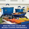 Rachael Ray 14-Piece Hard Porcelain Enamel Nonstick Pots and Pans Sets, Cookware Set, Blue