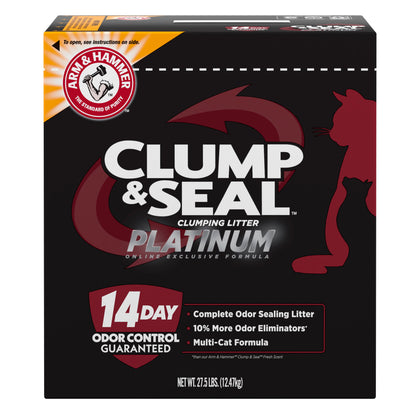 Arm & Hammer Clump & Seal Platinum Multi-Cat Complete Odor Sealing Clumping Cat Litter, 14 Days of Odor Control 27.5lb