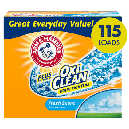 Arm  Hammer Plus OxiClean Powder Laundry Detergent, Fresh Scent, 115 Loads
