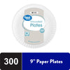 Great Value Uncoated Disposable Paper Plates, 9in, 300ct