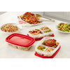 Rubbermaid Easy Find Lids 5 Pack Meal Prep Containers with 3 Compartments, Red, 5.1 Cups