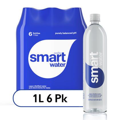 Wholesale price for smartwater vapor distilled premium water, 1 liter, 6 count bottles ZJ Sons Glaceau Smartwater 