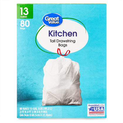 Wholesale price for Great Value Kitchen Tall Drawstring Bags, 13 Gallon, 80 Count ZJ Sons Great Value 