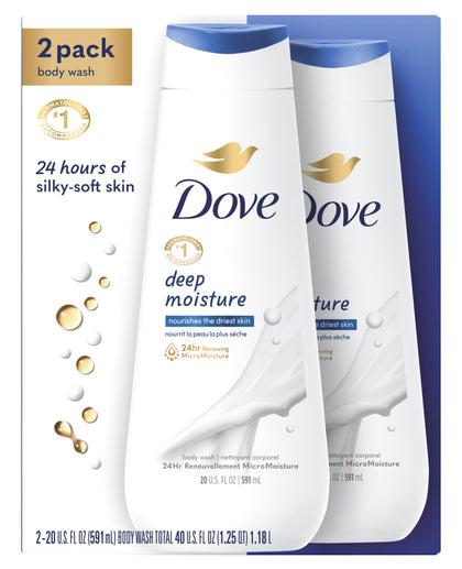 Wholesale price for Dove Deep Moisture Nourishing Liquid Body Wash, 20 oz, 2 Count ZJ Sons Dove 