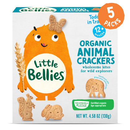 Little Bellies Organic Animal Crackers Snack, 4.58 oz Box, 5 Pack