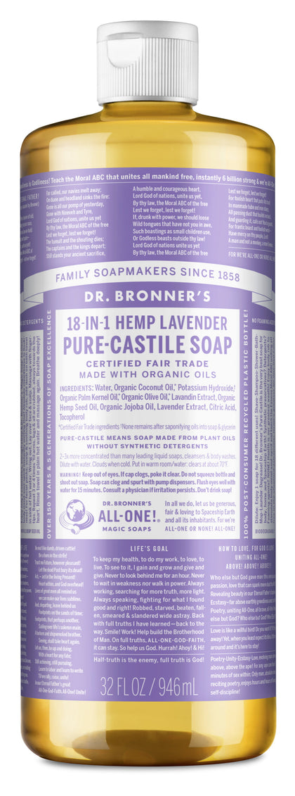Dr. Bronner's Pure-Castile Liquid Soap – Lavender – 32 oz