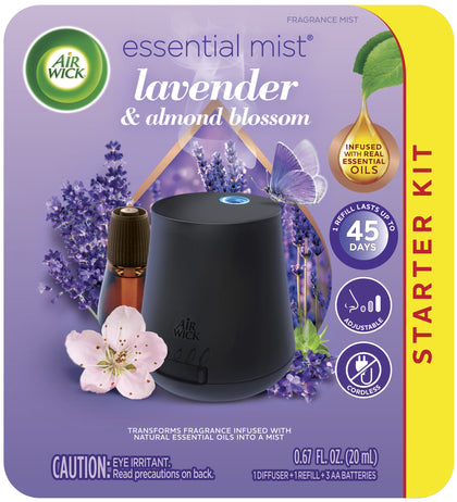 Air Wick Essential Mist Starter Kit (Diffuser + Refill), Lavender and Almond Blossom, Essential Oils Diffuser, Air Freshener