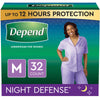 Depend Night Defense Women's Overnight Adult Incontinence Underwear, M, Light Pink, 32ct