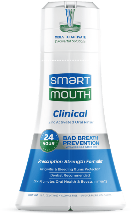SmartMouth Zinc Activated Oral Breath Rinse Mouthwash Clinical DDS, Clean Mint, 16 fl oz