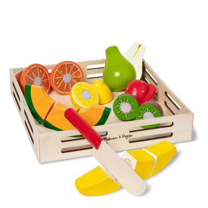 Melissa & Doug Cutting Fruit Set - Wooden Play Food Kitchen Accessory, Multi