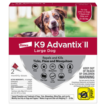 Wholesale price for K9 Advantix II Vet-Recommended Flea, Tick & Mosquito Prevention for Large Dogs 21-55 lbs, 2 Monthly Treatments ZJ Sons K9 Advantix II 