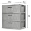 Sterilite 3 Drawer Wide Weave Tower Plastic, Cement, Case of 1