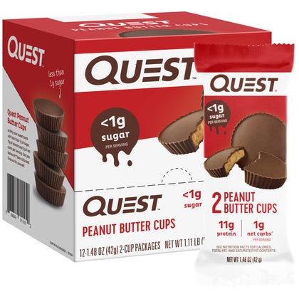 Quest Low Carb, Gluten Free, Keto Friendly, Peanut Butter Protein Cups, 12 Count