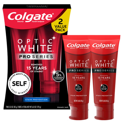 Wholesale price for Colgate Optic White Pro Series Whitening Toothpaste with 5% Hydrogen Peroxide, Stain Prevention, 3 oz Tube, 2 Pack ZJ Sons Colgate 