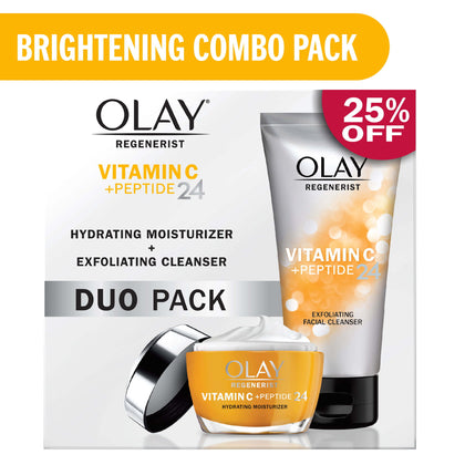 Olay Brightening VitaminC Value Pack, Face Wash and Face Moisturizer, All Skin Types, 5 fl oz, 1.7 oz