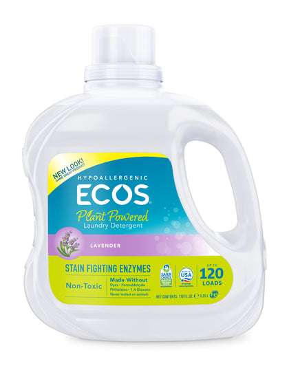 Wholesale price for ECOS Plant Powered Liquid Laundry Detergent with Stain Fighting Enzymes, Lavender, 120 Loads, 110 Ounce, Hypoallergenic for Sensitive Skin ZJ Sons ECOS 