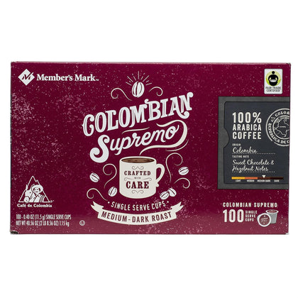 Wholesale price for Member's Mark Colombian Supremo Coffee, Single-Serve Cups (100 ct.) ZJ Sons Member's Mark 