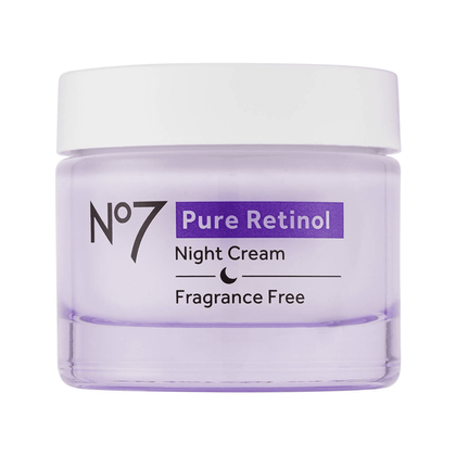No7 Pure Retinol Night Repair Cream with Collagen Peptides and Bisabolol, Fragrance Free, 1.69 oz