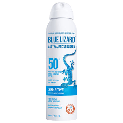 Blue Lizard Sensitive SPF 50+ Mineral Sunscreen Spray, Broad Spectrum, 4.5 oz