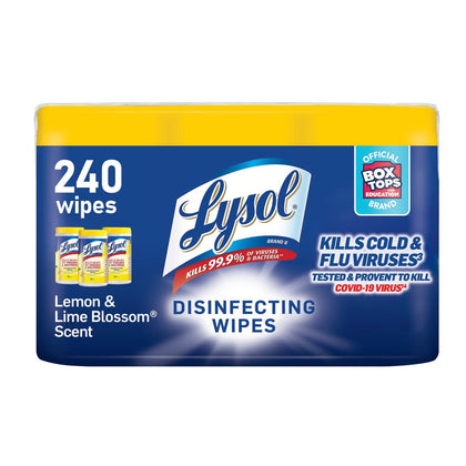 Wholesale price for Lysol Disinfectant Wipes, Multi-Surface Antibacterial Cleaning Wipes, For Disinfecting and Cleaning, Lemon and Lime  Blossom, 240 Count (Pack of 3) ZJ Sons Lysol 