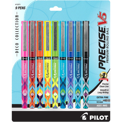 Pilot Precise V5 Stick Pens, Extra Fine Point, Assorted Colors, 9 Pack