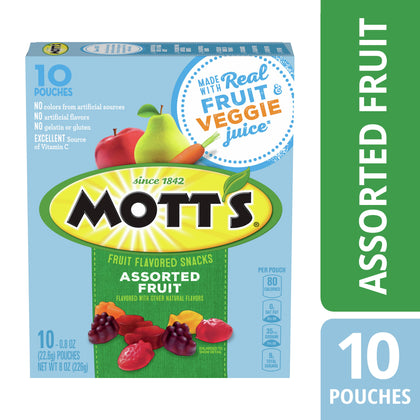 Wholesale price for Mott's Fruit Flavored Snacks, Assorted Fruit, Pouches, 0.8 oz, 10 ct, (Pack of 5) ZJ Sons Mott's 