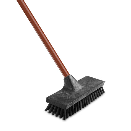 Libman Floor Scrub Brush with Steel Handle and Scraper, 1.3 inch Recycled Fiber Bristles, 1271